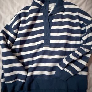 NWOT American Eagle Striped Blue and White Pullover